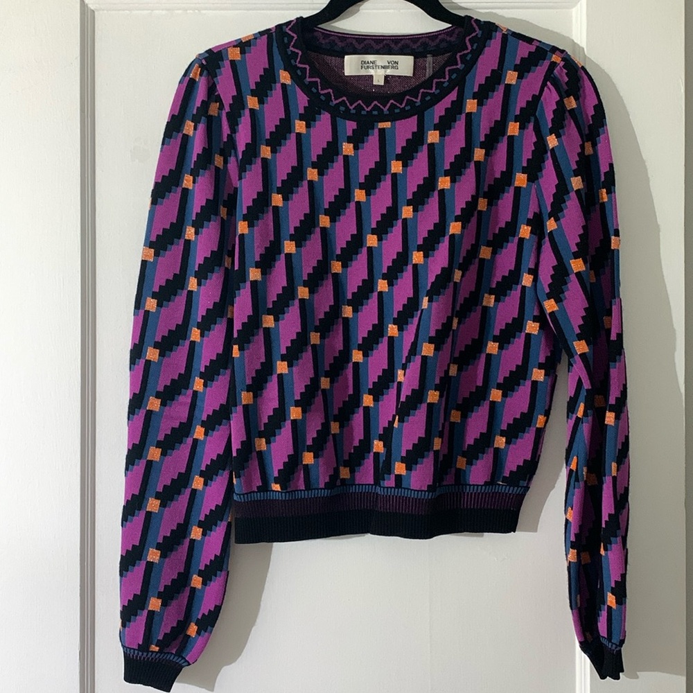 Diane Von Furstenberg Size L Iggy Jacquard Sweater